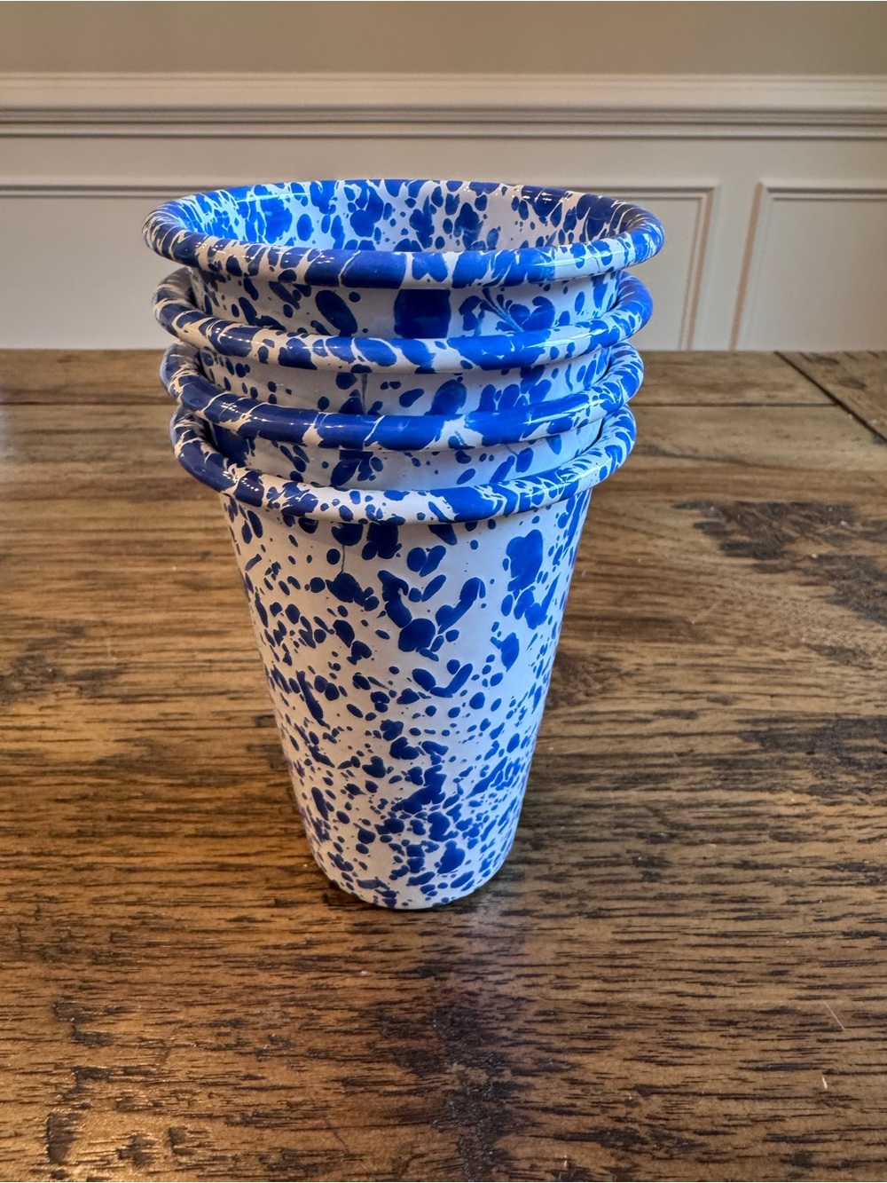 Crow Canyon Home Enamelware Tumbler Set - 4 Pack Blue Marble - Picture 7 of 9